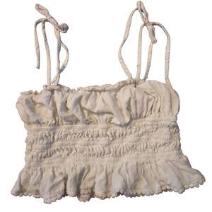 Y2K Mi Ami XS Crop Top Dainty White Smocked Tiered Fairy Angel Feminine